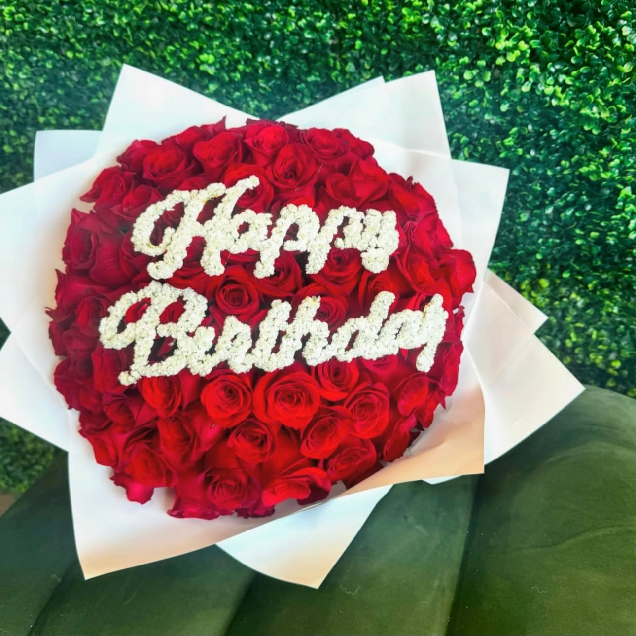 Happy Birthday Baby’s Breath Topper