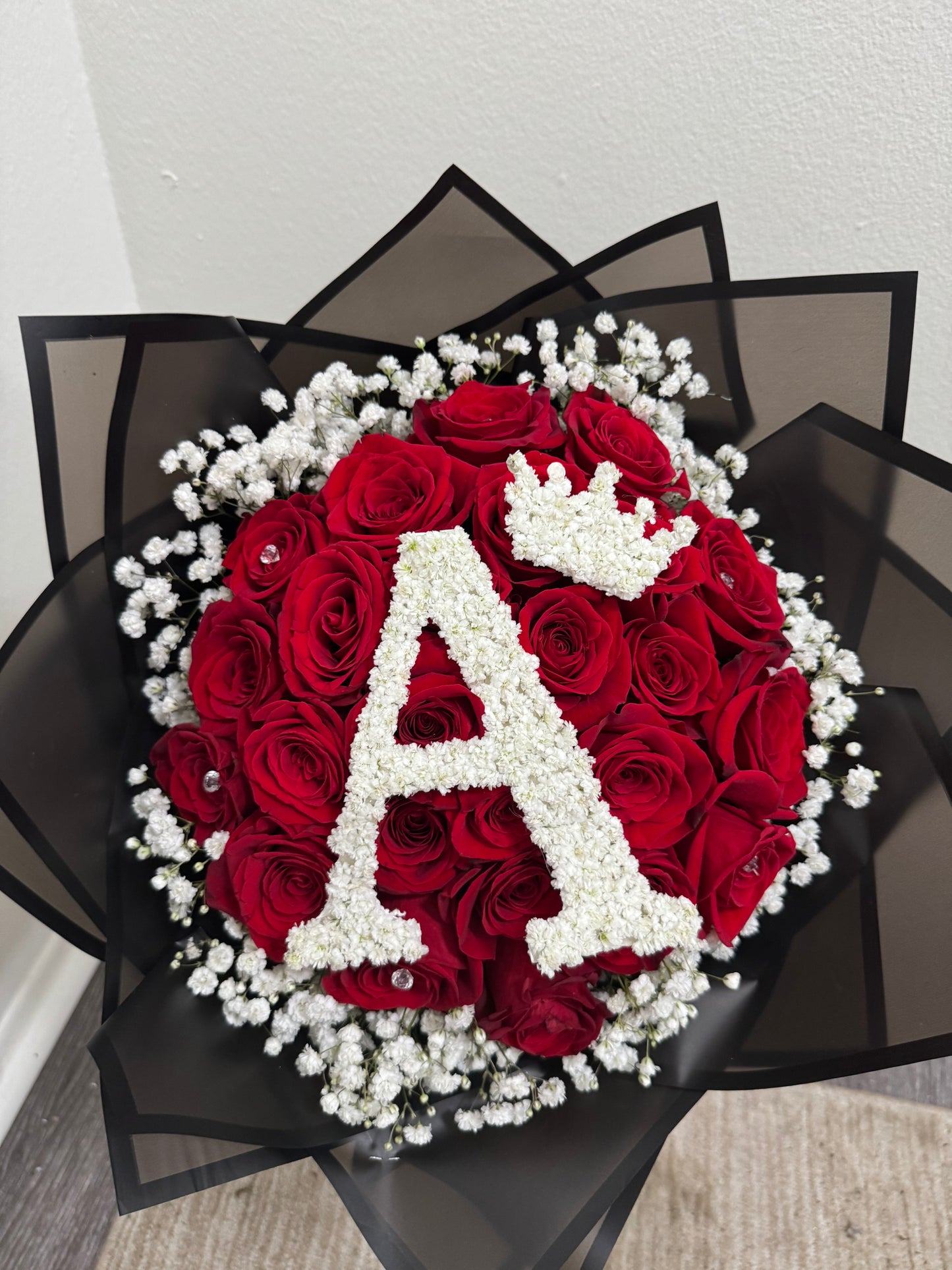 Initial + Heart Baby’s Breath Topper