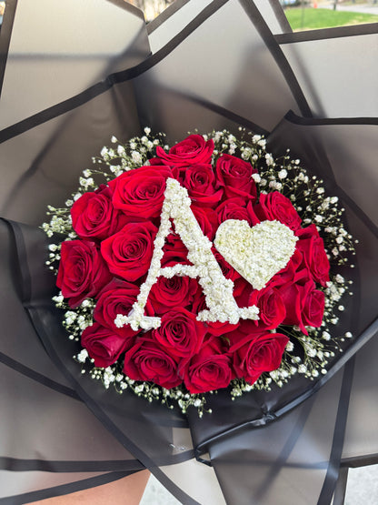 Initial + Heart Baby’s Breath Topper