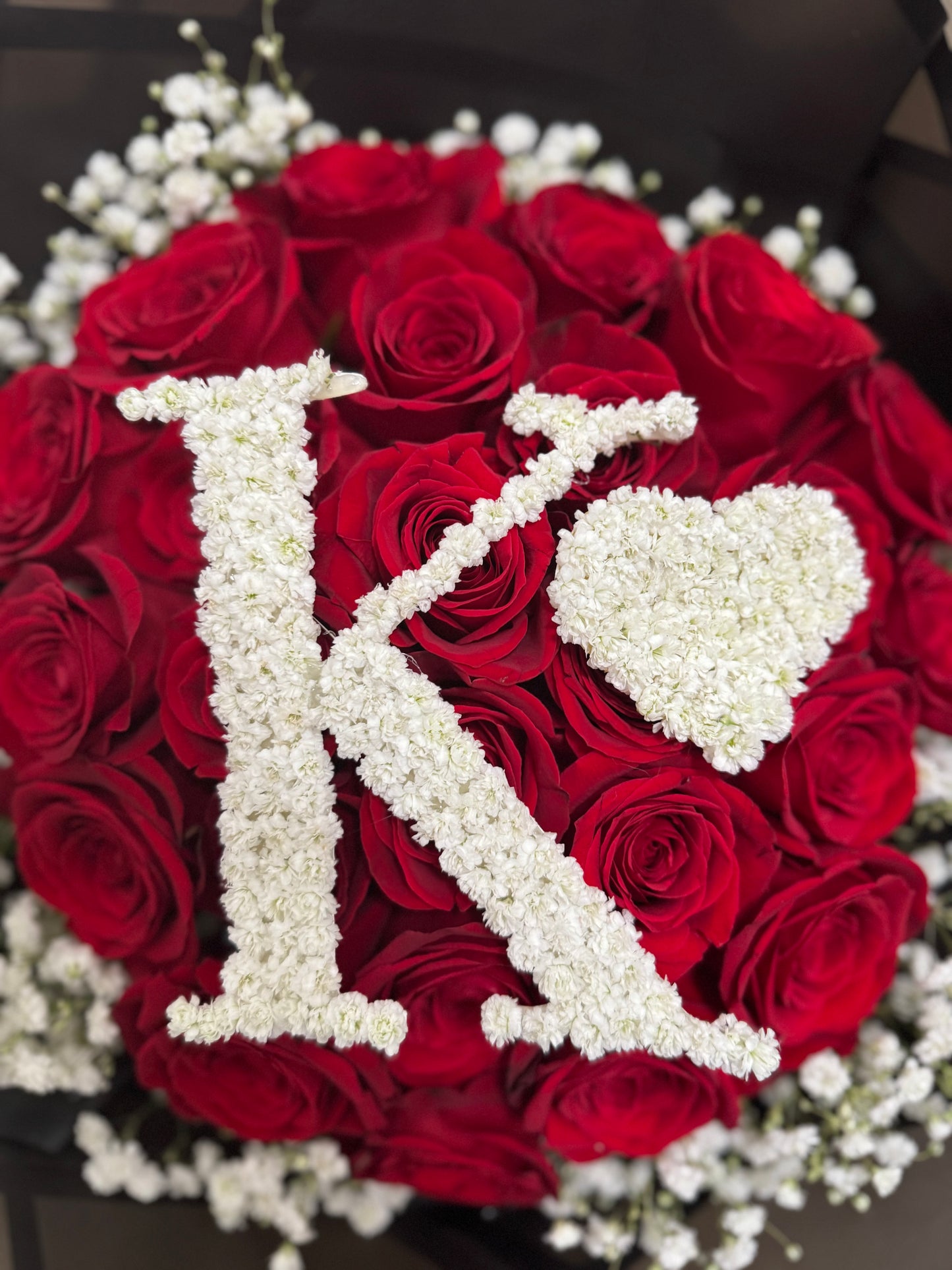 Initial + Heart Baby’s Breath Topper