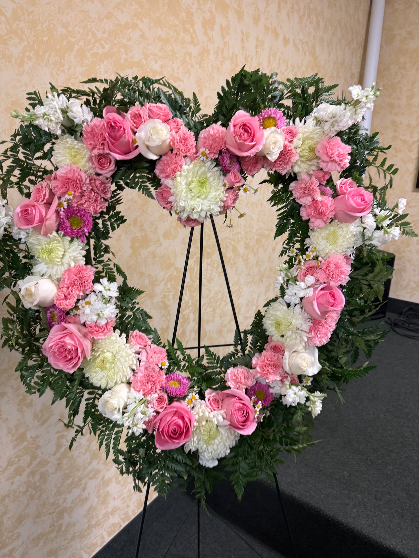 Open Heart Standing Funeral Spray